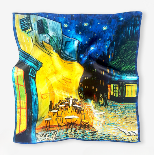 Cafe Terrace at Night one of Vincent Van Gogh %100 Pure Silk Scarves